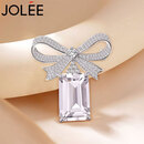 JOLEE胸针S925银天然白水晶胸花彩色宝石轻奢首饰品送女士节日礼物