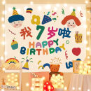 羽兜ins风生日背景布网红拍照挂毯儿童男女宝宝生日卧室装饰挂布派对 SR-我7岁啦 2米*1.5米 6米灯+安装包