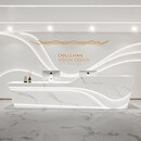 CNGAGUOJJ现代公司前台桌大理石纹烤漆接待台美容院酒店大厅收银台定制吧台 3.8米两个抽屉两个键盘