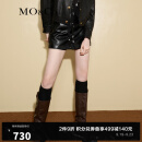 MO&Co.2023秋新品解构黑色素皮小开叉A字高腰短裤裙裤MBC3SOT008 黑色 S/160