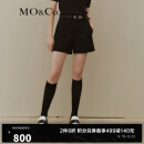 MO&Co.2023秋新品薄荷抗菌含绵羊毛精纺A字高腰短裤MBC3SOT002 黑色 M/165