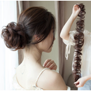 唐妮假发发圈毛毛虫缠绕式盘发发条女士卷发花苞丸子头蓬松发饰 自然色-真发