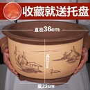 紫砂花盆大号兰花盆阳台种菜盆栽花卉特大号陶瓷花盆  馳爵 T002特大号 尺寸参照图片