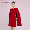 拉珂蒂（La Koradior）【羊毛】2024新款法式香风气质中长斗篷连衣裙 中红色 L