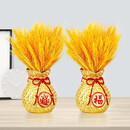 可之源泰西丝  黄金麦穗干花大麦花束装饰客厅金色小麦送礼插花瓶仿真花 金色钱袋2只+麦穗2套 干树枝