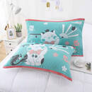 轻奢枕巾一对黑色耐脏不掉色枕巾卡通大人枕头巾学生抖音网红 彩边扇子猫绿一对