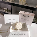 CAEISL & KCIEL官网 C K2023新款女包小众原创设计质感菱格链条迷你小圆包斜挎包 白色 专柜高档品质
