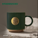 星巴克（starbucks）墨绿色条纹女神铭牌马克杯咖啡杯办公室水杯340ml