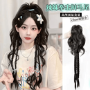 唐妮假发女长发仿真发瀑布半扎高马尾抓夹鸡窝头甜酷辣妹高扎马尾 喷泉马尾带辫子【自然黑】 中发 30cm