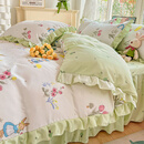 谷蝶韩式公主风纯棉床裙款四件套100全棉床单被罩学生宿舍床品件套4 青色 彼得兔jml 1.2m床单三件套(适用被芯150X200