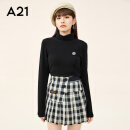 A21女装针织修身高领长袖T恤衫 黑色 M