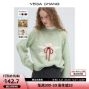 VEGA CHANG羊毛针织衫女2024年秋季新款设计感甜美风系带小熊毛衣 薄荷绿-预售15天 均码