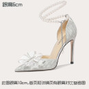 Lily Wei【花嫁】2023新款高跟鞋18岁成年礼水晶凉鞋女鞋 银色【跟高6cm】 37【7天左右发出】