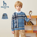 哈吉斯（HAZZYS）品牌童装男童线衣秋新品柔软舒适圆领百搭不易起球线衣 港湾蓝 165