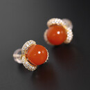 奈维斯汀柿子红南红玛瑙耳钉女S925银耳环玉520礼物女 8-9mm南红玛瑙耳钉