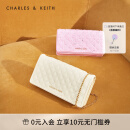 CHARLES＆KEITH22秋新品CK6-30681013-1菱格链条斜挎长款钱包女包 Cream奶白色 XS