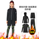 迪卡儿童紧身衣训练服速干衣女童篮球足球跑步瑜伽服女孩打底服套装秋 加绒款-黑绿4件套 22码建议110-120高40斤左右