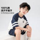 左西男童夏装套装儿童运动短袖纯棉夏季2025新款男孩两件套 白色 150