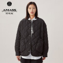 阿玛施（AMASS）新款宽松软糯压线菱格圆领棉服外套上衣女5400730 黑 S(2码)