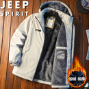 JEEP SPIRIT吉普棉服秋冬季外套加绒加厚保暖户外连帽运动上衣 卡其色 2XL