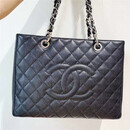 香奈儿（Chanel）【二手99新】香奈儿Chanel GST PST CF女包黑金黑银 荔枝皮 手提 单肩女士手袋  闲置未使用黑银