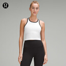 lululemon丨Ebb to Street女士短款工字运动背心*Contrast LW1EWFS 白/黑 L /10