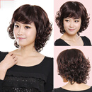 唐妮假发女短发短自然卷发真发中老年假发套真人发丝妈妈时尚全头套式 深棕色【真发 弹力网】递针旋