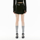 RE'VAN芮范2022冬季新品设计师款甜酷复古纯黑短款裙裤RU91306082 黑色 XL/42