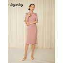 Song of Song歌中歌春季专选经典国风淡雅奢华刺绣旗袍 粉色 M/38