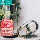 墨斗鱼玻璃透明轻奢描金花瓶水培容器摆件富贵竹百合玫瑰花客厅装饰品