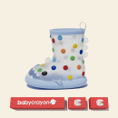 babycrayon彩虹鲨鱼儿童雨鞋女防滑防水男童女童胶鞋雨靴可爱宝宝雨鞋