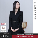 歌力思（ELLASSAY）【童瑶同款】秋冬新款绵羊毛复古优雅连衣裙女EWF344Y08600 经典黑 L