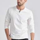 仓石一树重磅230g高端长绒棉长袖T恤男潮牌春秋V领休闲内搭打底衫 白色 XL 【135-155斤】