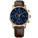 Tommy Hilfiger奢侈品潮牌汤米男士50米石英棕色皮革带手表44mm1791399 Brown ONE SIZE
