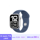 Apple/苹果 Watch Series 10 智能手表GPS款42毫米银色铝金属表壳丹宁色运动型表带S/M MX1J3CH/B