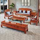曦世 红木家具非洲花梨（学名：刺猬紫檀）沙发 实木沙发组合仿古中式别墅客厅家具 国色天香沙发113六件（带坐垫）
