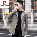 皮尔卡丹（pierre cardin）高端男士风衣春秋款休闲外套修身短款商务百搭男装夹克时尚上衣服 卡其色 170/M 【建议100-125斤】