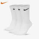 耐克（NIKE）男袜三双装 中高筒 休闲袜 运动袜 篮球袜 白袜 SX7676-100-L
