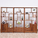寻古红木家具非洲鸡翅木（学名：非洲崖豆木）博古架实木客厅隔断柜多宝阁茶叶置物架古董展示层架 三件套 长252宽30高198cm