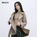 MESUX米岫24冬新品系带风衣式翻领中长款大衣MMWUI402 棕色 M