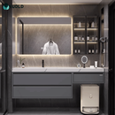 KUDLD德国轻奢岩板无缝浴室柜梳妆台一体卫生间洗漱洗手脸盆化妆台组合 智能镜+副柜 岩板无缝盆）宽50cm 170cm（化妆台60cm）