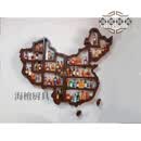 妙普乐高档中国名酒收藏小酒版展示架中国地图酒版故事展示盒地图木架白 62支洋酒版套装 地图架
