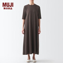 无印良品 MUJI 女式 双罗纹编织 五分袖连衣裙 BBP32A2A 棕色 M