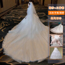 季节里婚纱新娘主纱2024高级感冬季法式长袖轻新款质感V领小个子大码重 白色拖尾款(婚纱+三件套) 2XL