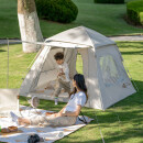 牧高笛（MOBIGARDEN）自动帐篷 户外露营大门厅3-4人公园帐零动145 EX19561004 米白
