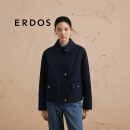 ERDOS 翻领格纹商务通勤短款女棉服外套 藏蓝 175/92A/XL