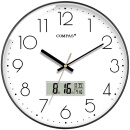 康巴丝（COMPAS）挂钟 电波钟客厅万年历创意钟表表挂墙日历温度显示智能自动对时电波钟 C6219AY钢琴黑