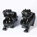 豪珠 墨西哥黑曜石貔貅摆件 水晶家居摆设饰品 财富吉祥物礼品 30cm长 一对