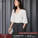 LILY2024夏新款女装舒适全棉气质温柔浪漫都市通勤套头雪纺衫衬衫 601白色 M