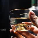 西珏（XIJUE）水晶玻璃白酒杯家用一口杯2两金箔小酒杯创意藏金杯金山烈酒杯 藏金二两杯单支